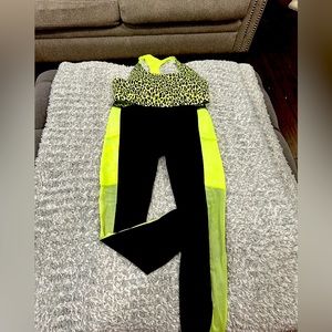 Fabletics yellow and animal print set